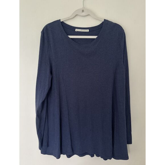 Peruvian Connection Blue Pima Cotton Boatneck Swing Top Long Sleeve Soft Sz M/L - Picture 1 of 6